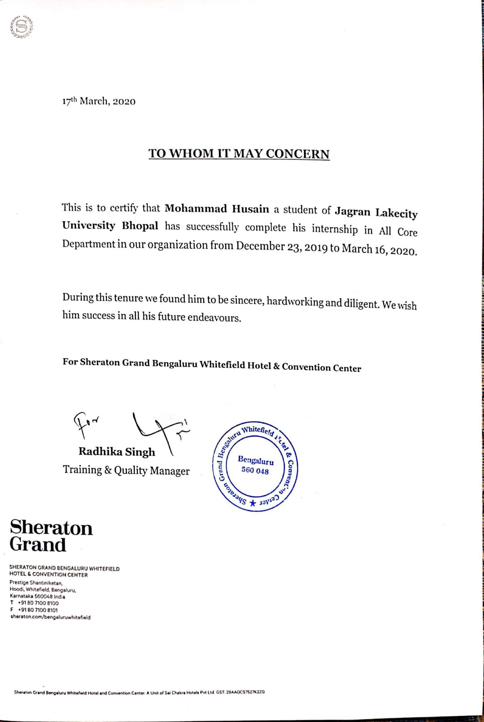 Letter of Appreciation 2020