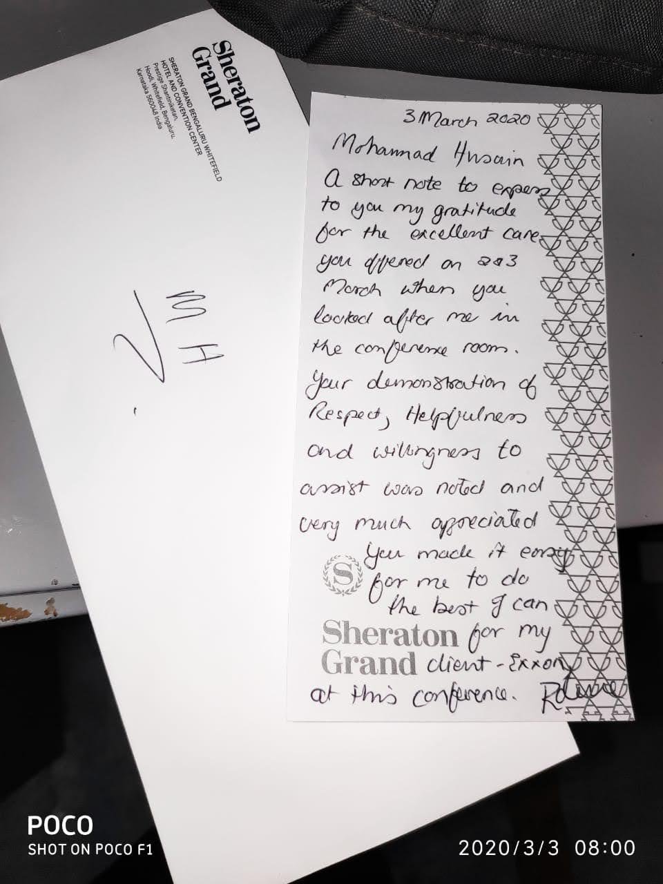 Letter of Appreciation March 2020